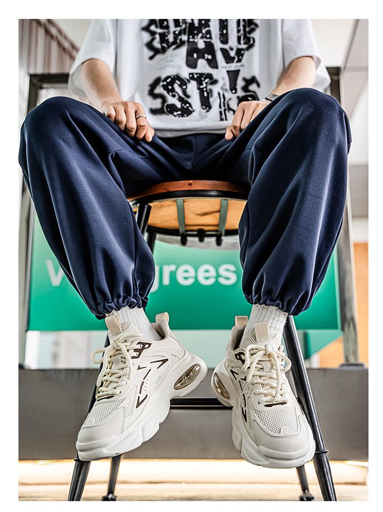 Spring 2026 Men's Breathable Mesh Sports Casual Shoes - Trendy Thick Sole for Junior High School Students & Dad