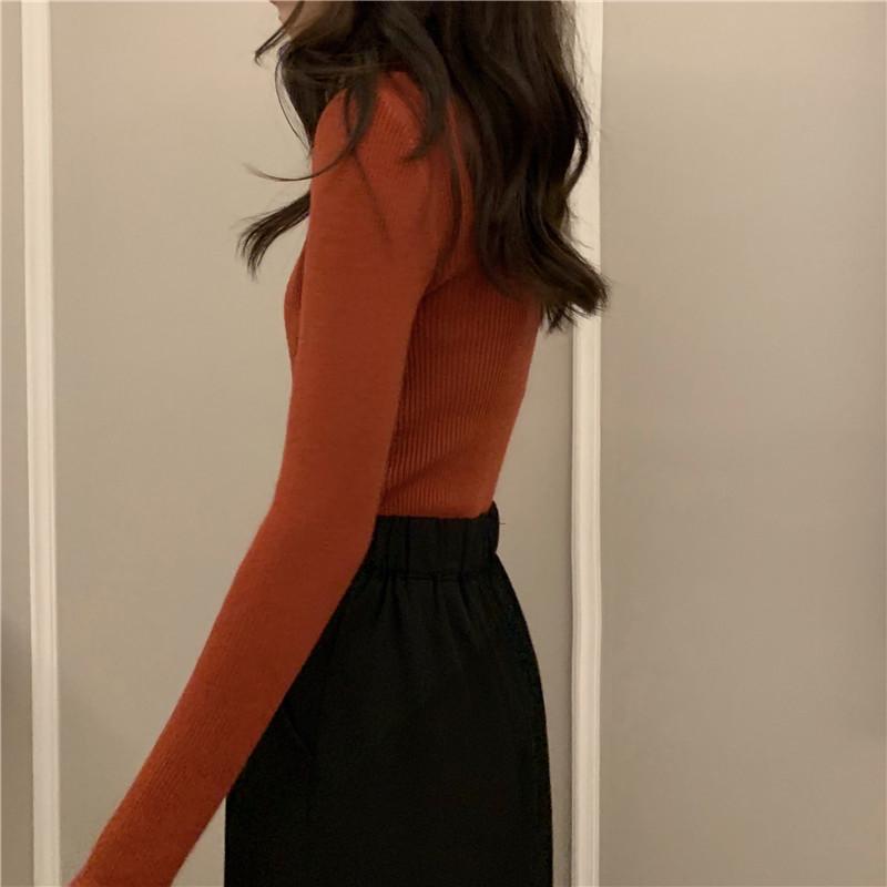 Women's Slim-Fit Knitted Turtleneck Sweater - Long-Sleeved, Solid Color, Warm for Autumn/Winter