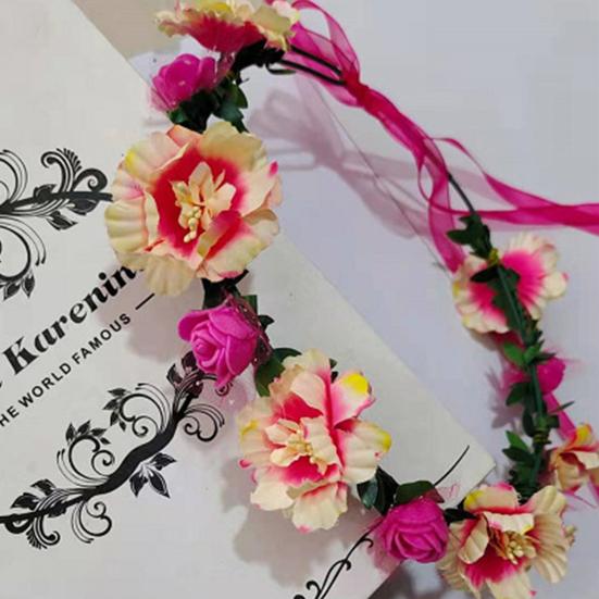 Flower Headband Nice Looking Adjustable Artificial Women Girl Flower Wreath Crown for Wedding