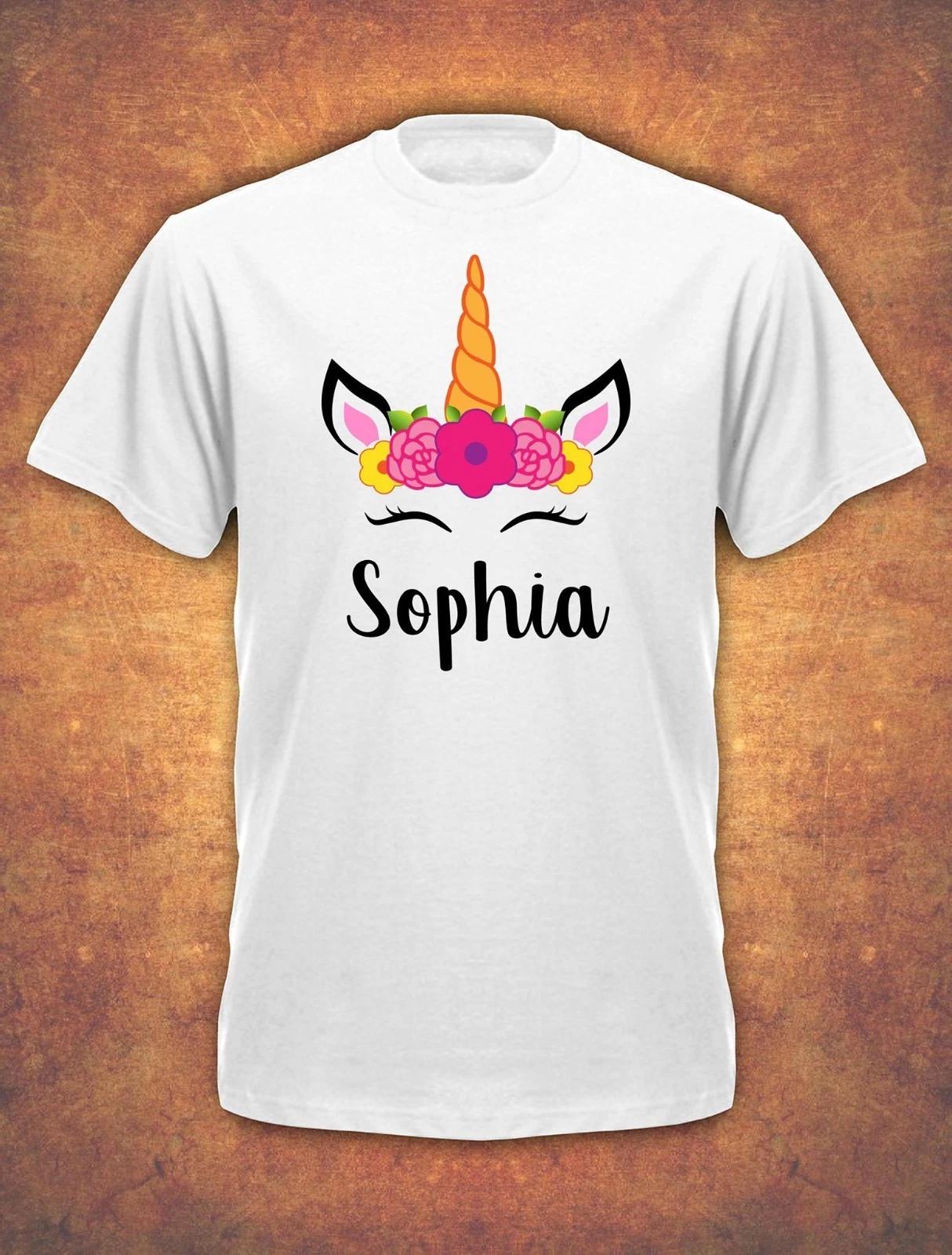 Personalised Any Name Unicorn Girls Girl Gift baby Children s T- Shirt kids M