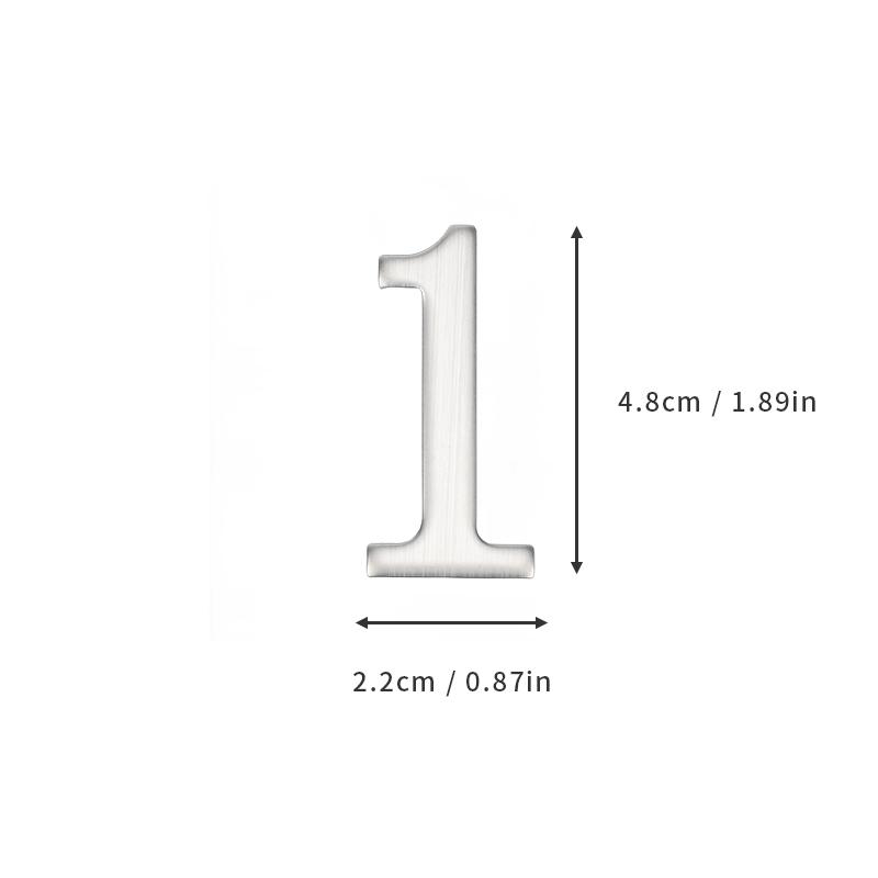 Aluminum Alloy Door Number with Backing Adhesive 5*3cm Silver House Number Apartment Door Number for Outdoor Hotel Home Mailbox