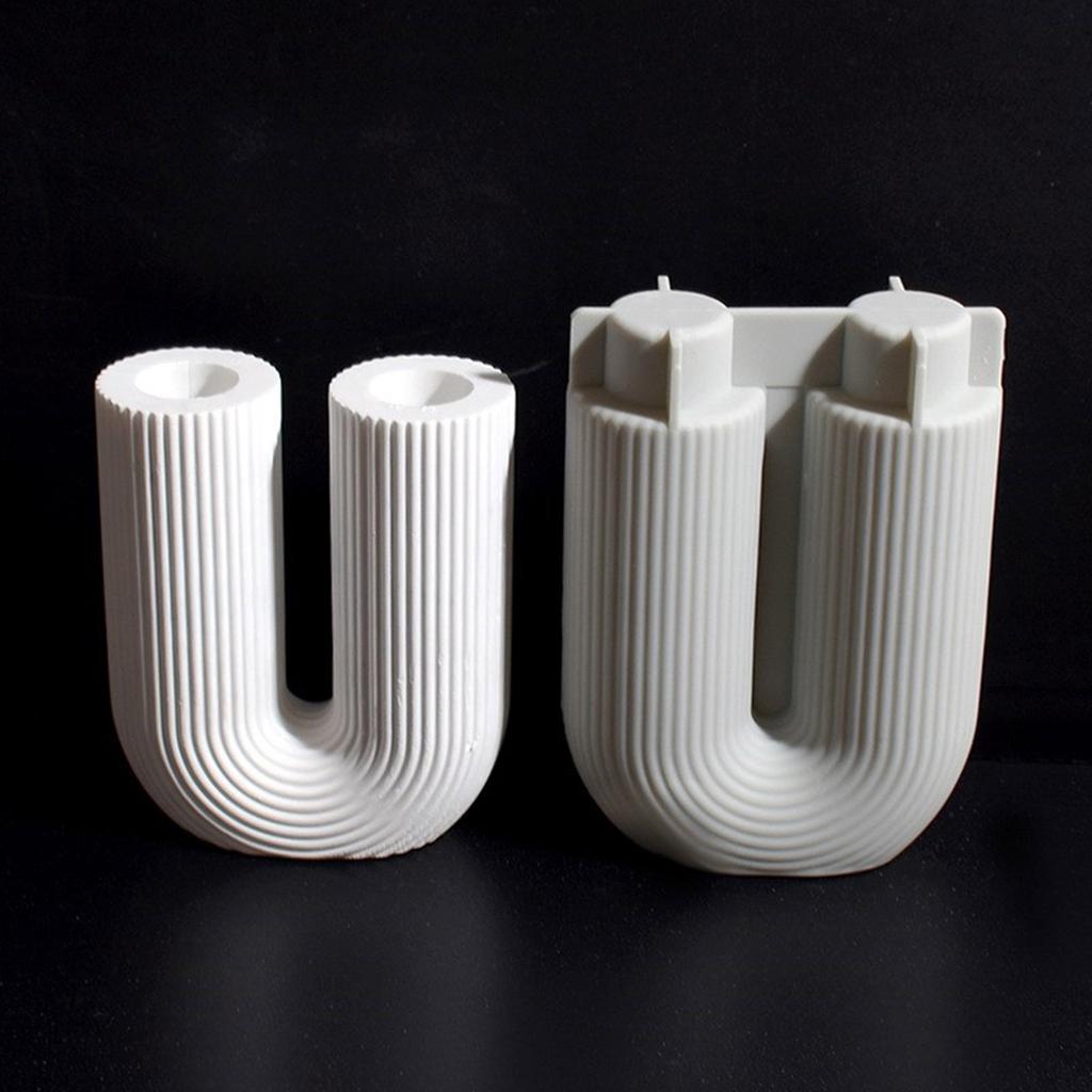 High Quality Silicone Mold For Creating Unique Geometric Striped U Shaped Candle Holders Perfect For Special Occasions