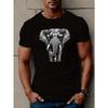 European Sizes Elephant With Glasses Print T Shirt, Tees For Men, Casual Short Sleeve T-shirt For Summer