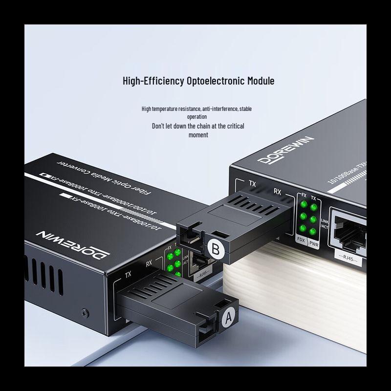 Dorewin Gigabit Single-Fiber 3KM Fiber Optic Transceiver Pair