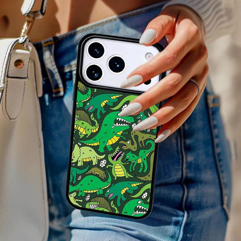 Cute Dino Dinosaur Phone Case For iPhone 17 Air 14 15 13 12 Max Cover For Apple 14 15 16 16e 11 Pro Max Plus