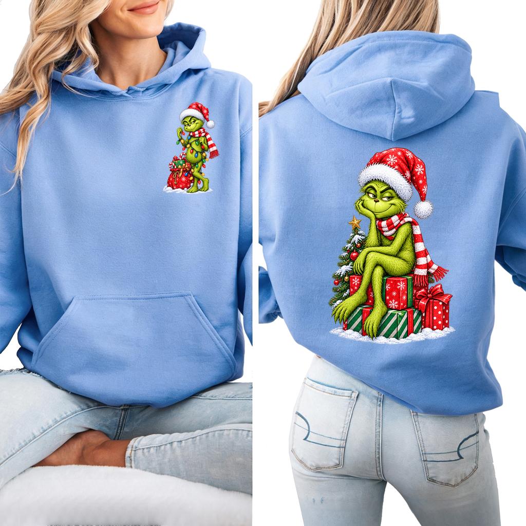 Women's Christmas Lightweight Long Sleeve Hooded Pullover Sweatshirt with Graphic Print