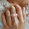Women Pink Silicone Ring Butterfly With Radiant CZ, Hypoallergenic Daily Sport Wedding Band