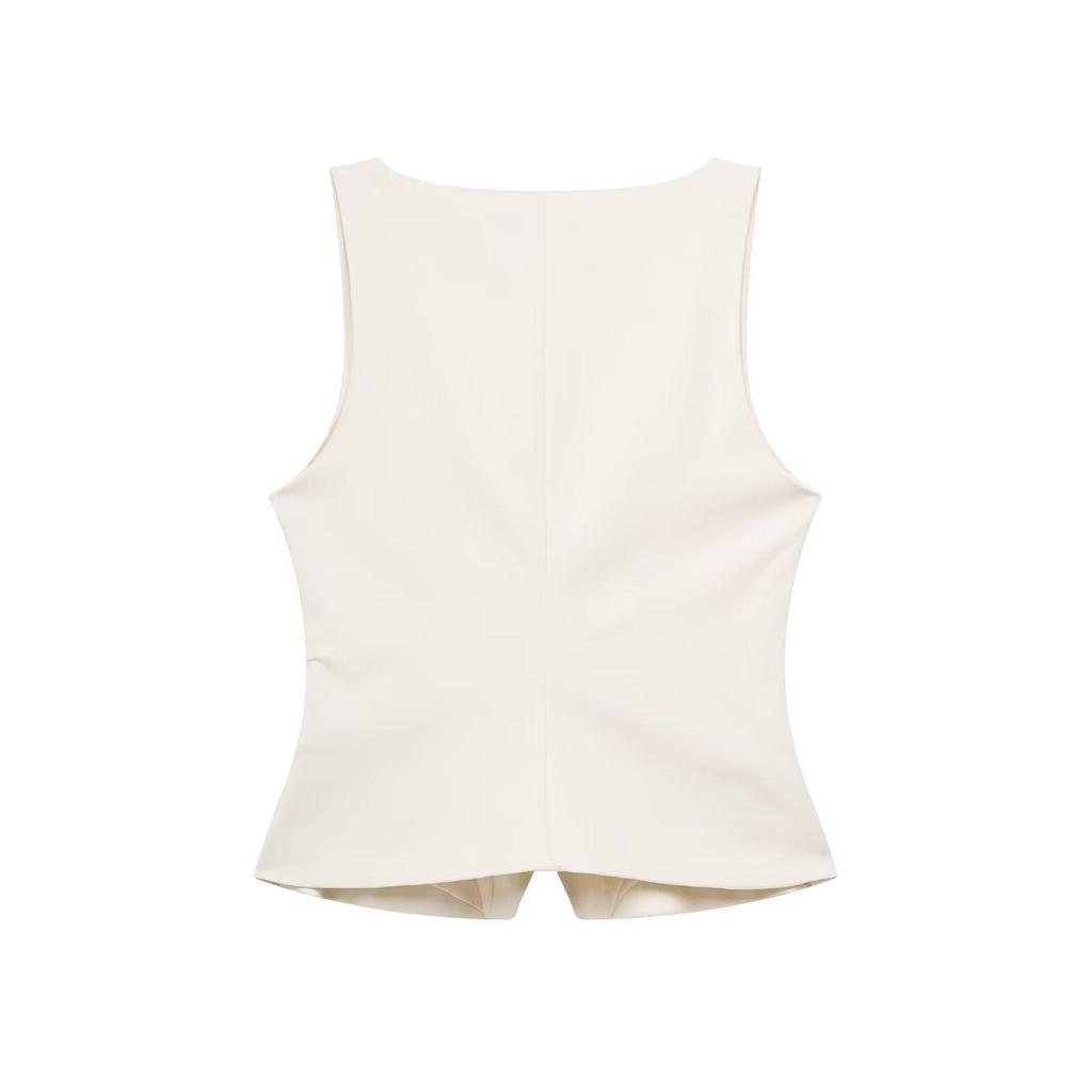 TAOP&ZA Spring/Summer Women's Double-Breasted Square Neck Slim Sleeveless Vest Top