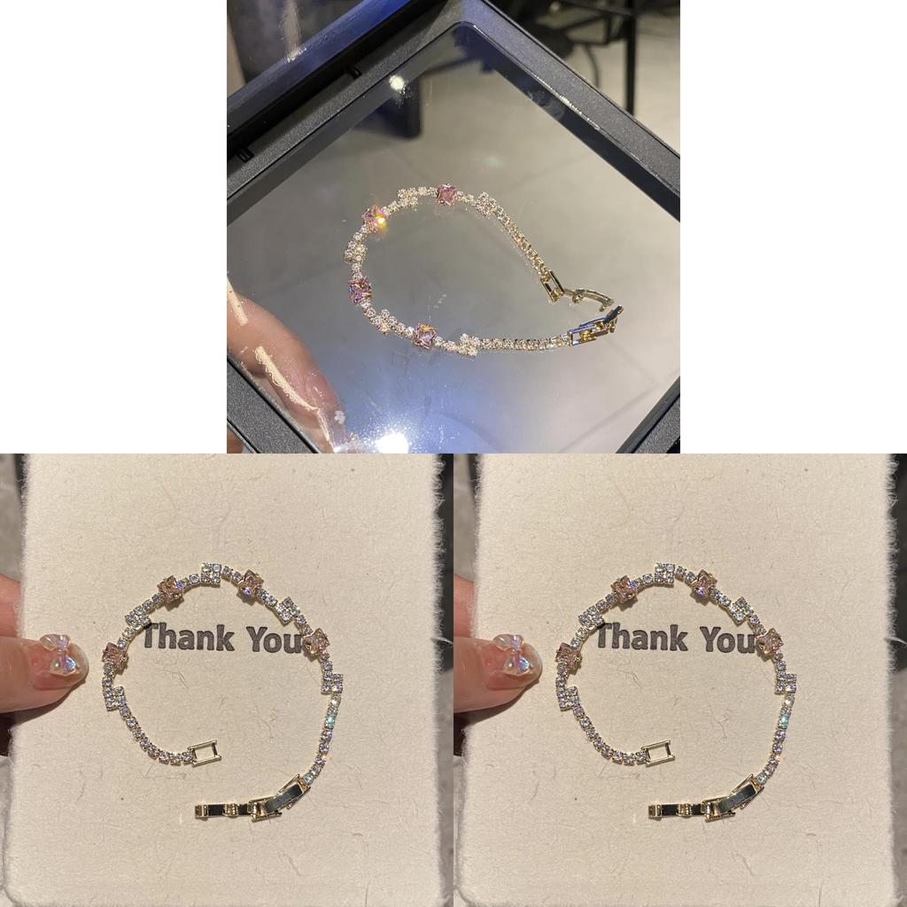 Minimalist Floral Zircon Copper Bracelet For Women With Elegant Design