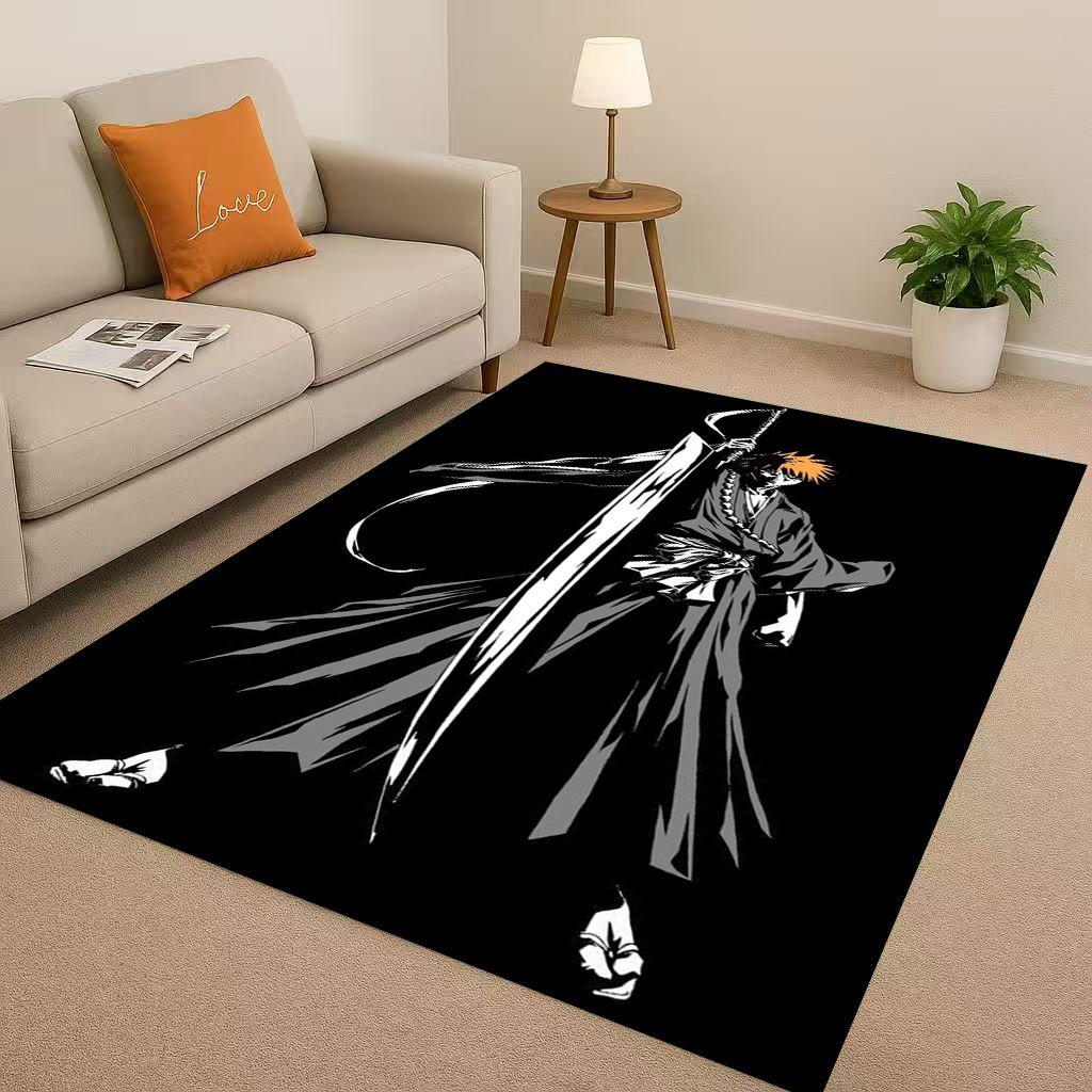 Anime Bleach Kurosaki Ichigo Cartoon Wohnzimmer Rutschfester Teppich für Schlafzimmer Sofa, Leicht zu reinigen Heimdekoration Fußmatte Spielmatte