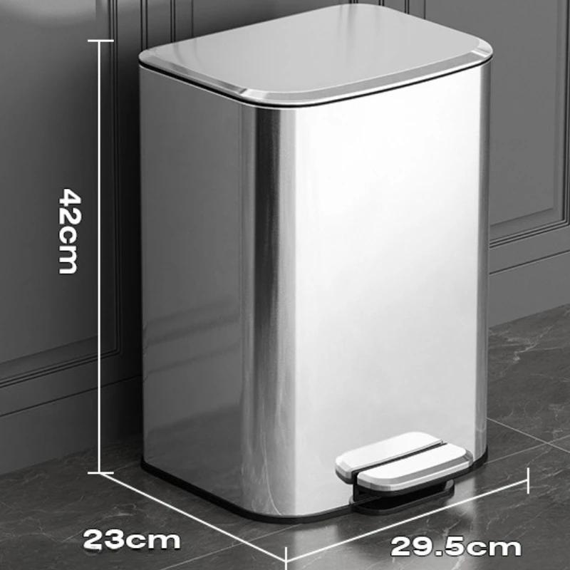 Pedal Trash Can Stainless Steel Waste Bins Large Food Waste Disposal Wastebin Household Kitchen Standing Litter Bin Container