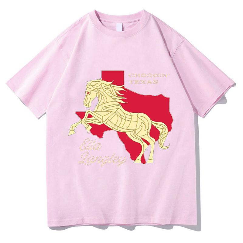 Ella Langley Scegliendo Magliette Texas Carine Moda Casual Cotone Alta Qualità Comodo Morbido Estivo Casual Manica Corta Abbigliamento