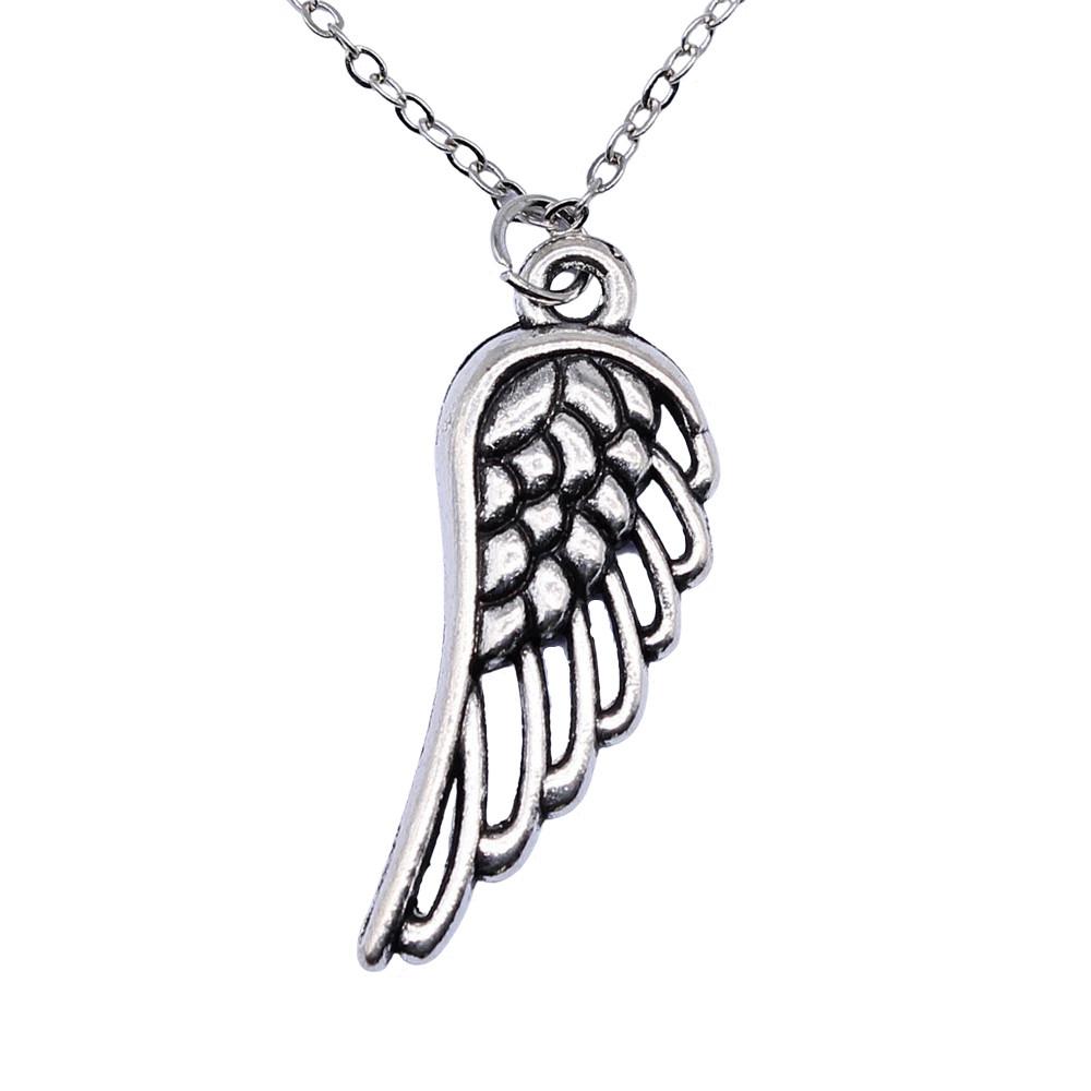 Ornate Angel With Heart Pendant Necklace Spiritual Faith Jewelry 40cm Short Chain