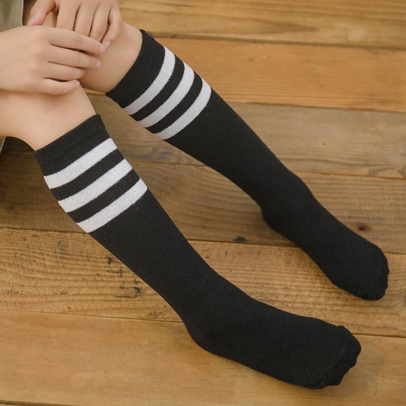 Children's Striped Mid-Calf School Uniform Socks - Football Performance High-Tops