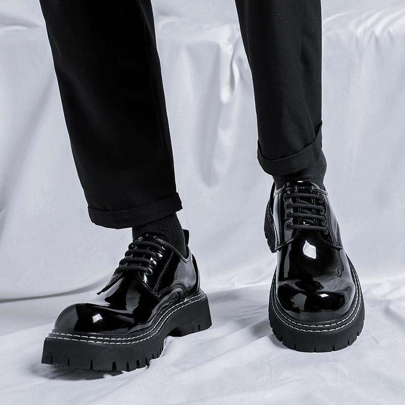 Fashion Platform Mens Luxury Casual Patent Leather High-quality Leisure Tooling Shoes Comfortable Inside Handmade Trend Fashion Shoes
