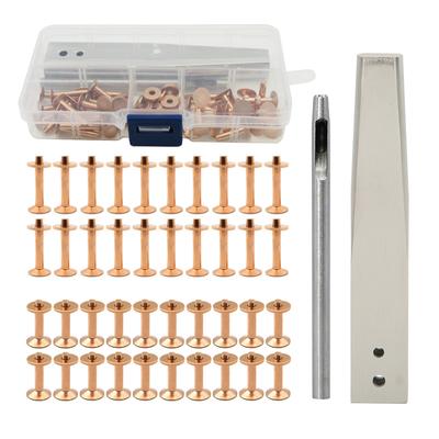 Kit de remaches de cobre con rebabas, remaches de cobre con fijadores, pernos a prueba de óxido, herramienta para manualidades de cuero