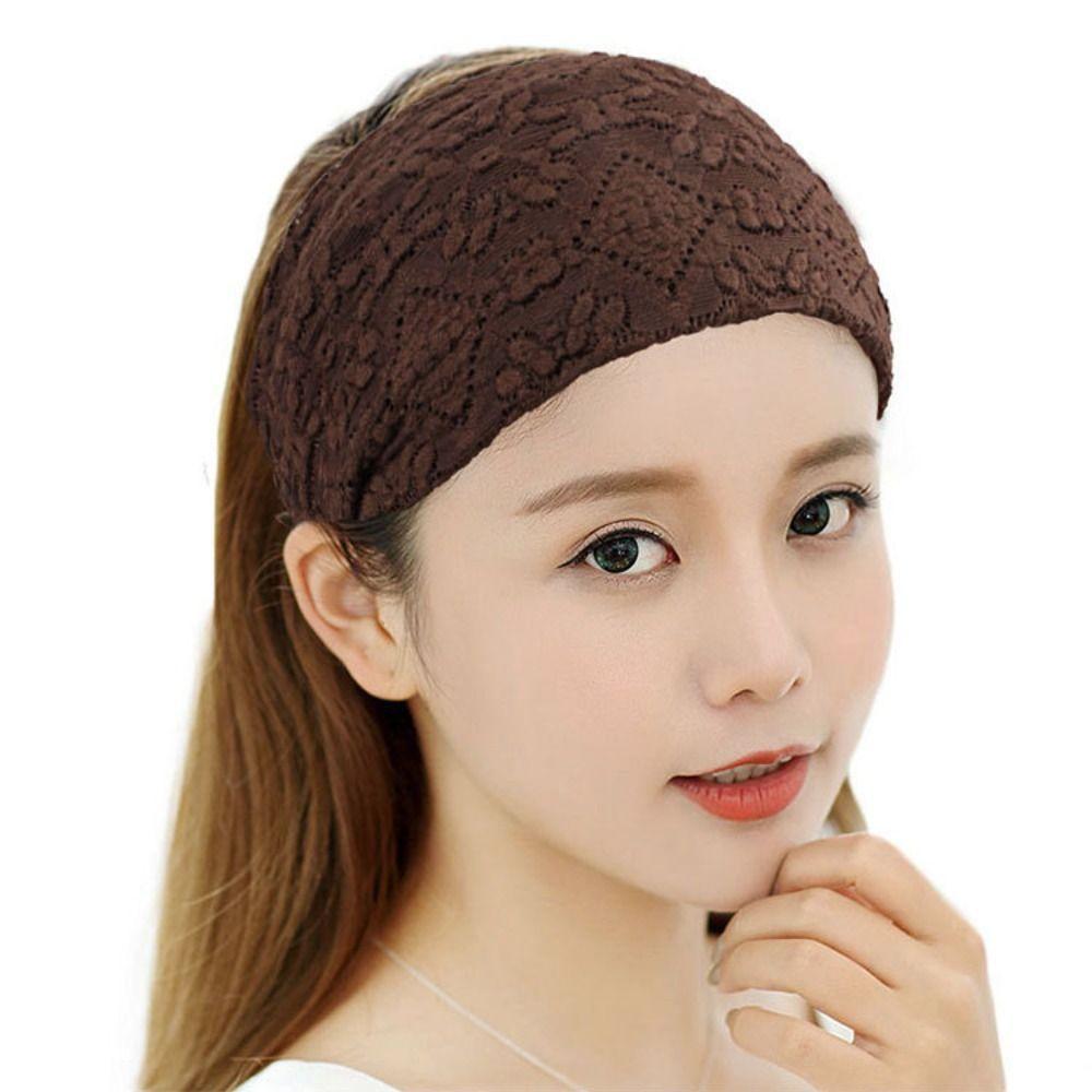 Hair Hoop Lace Hairbands Hollow Wide Side Head Wrap Fashion Mesh Flower Headband  Daily