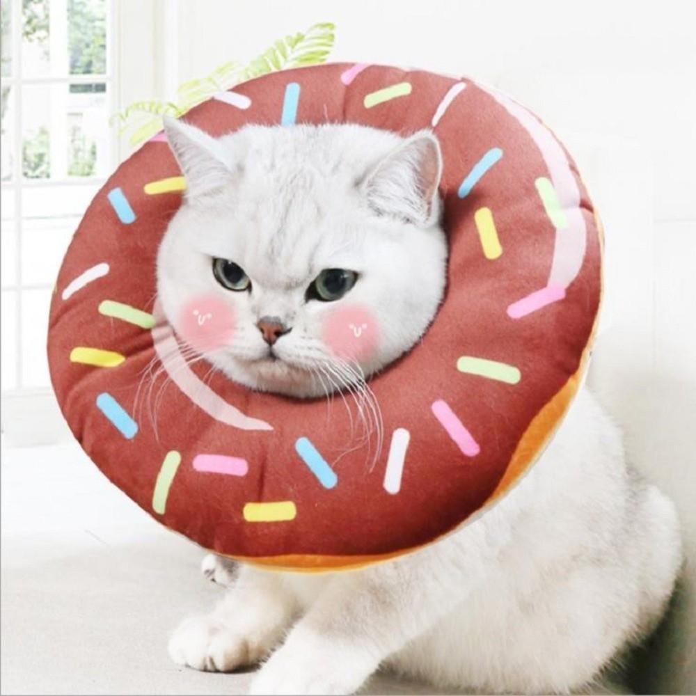 Adjustable Kitten Recovery Cones Cartoon Donut Neck Collars New Cat Cone Collar  Pet Supplies