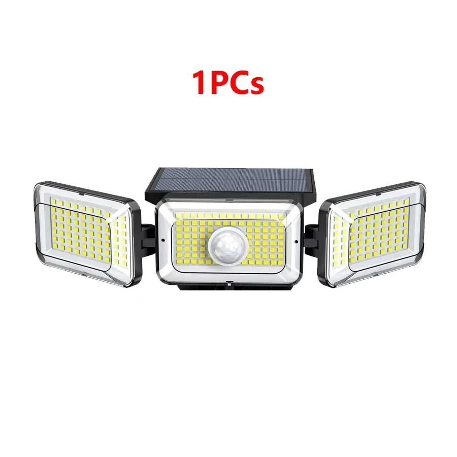 

368 LED Solar Light 3 Heads Outdoor Solar Street Lamp with 3 Modes Adjustable Lighting Head for Garage Garden Yard Fence