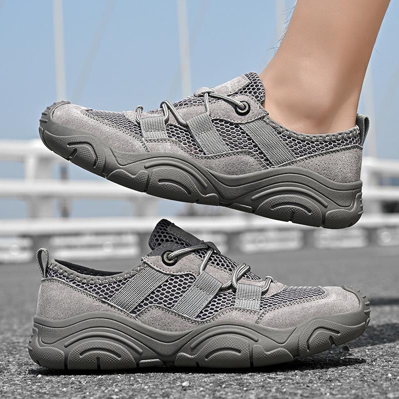 Summer Breathable Mesh Men's Shoes Sports and Leisure Shoes Men's Mesh Creek Walking Shoes Non-slip Outdoor Hollow Mesh Shoes