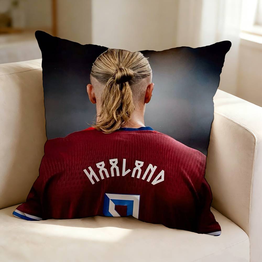 Football player superstar EErling Haaland Pillow Case Square DoubleSided Sofa Cushion Cover Bedroom Bedside Pillow