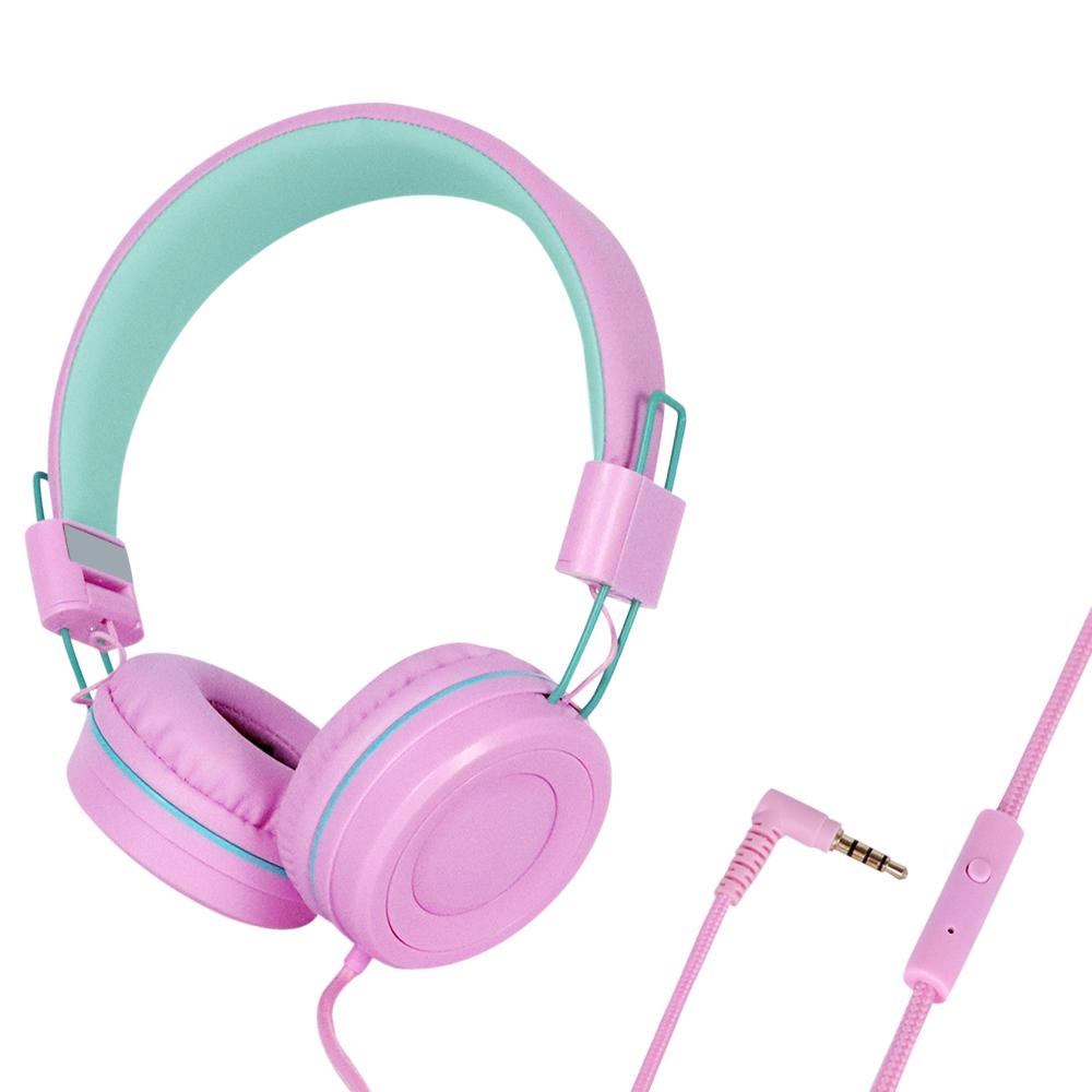 Wired Headphones with 3.5mm Audio Jack - Foldable Lightweight Stereo Headset, Built-in Mic for Online Learning - Cute Gift