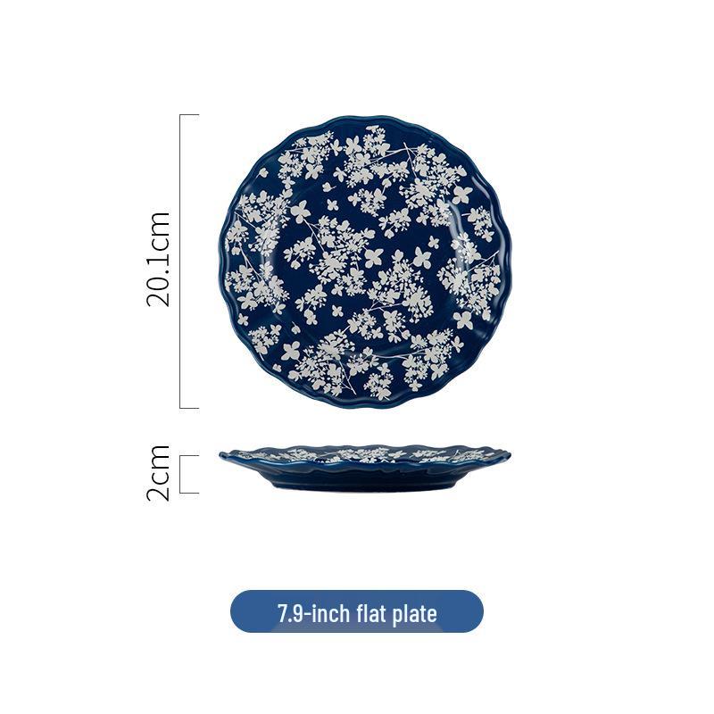 Luxury National Tide Style Ceramic Bowl & Plate Set - Underglaze Color, Ideal for Rice, Soup, and More.