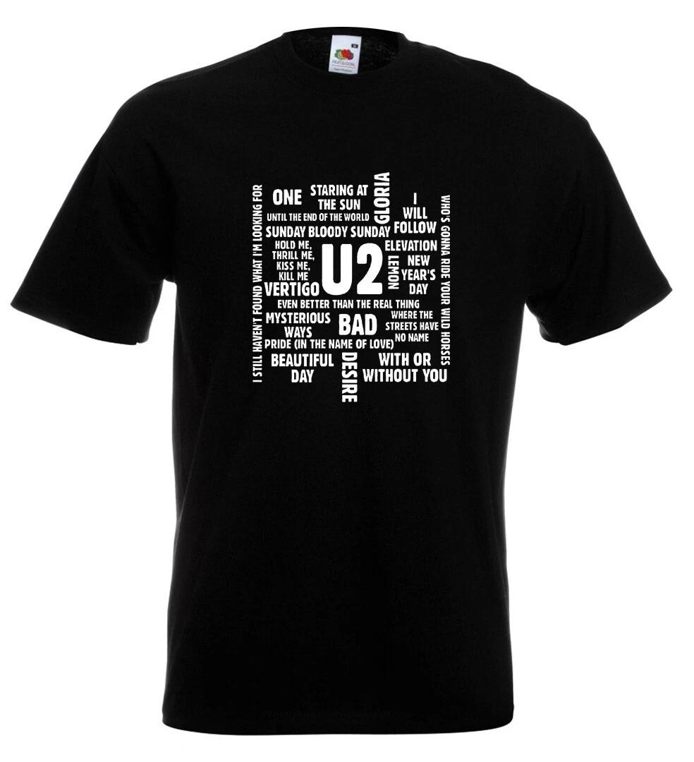 Футболка с названиями песен U2 The Edge Bono S