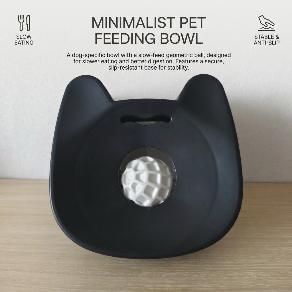 Pet Slow Feeder Bowl Ball Shape Anti-Slip Design For Small Medium Dogs Food Grade Material Easy To Clean