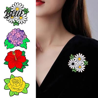 3D Outline Brooch Flower Pin for Women Rose Wildflower Lapel
