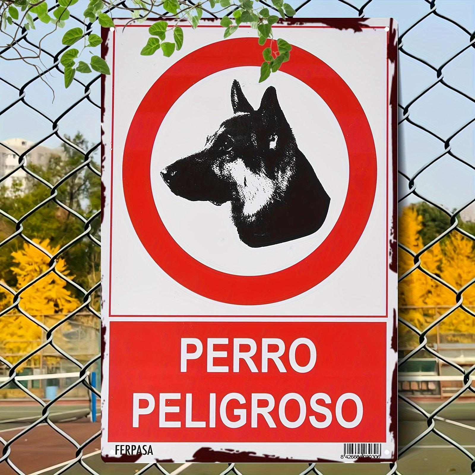 HD Metal Tin Sign Perro Peligroso Spanish Beware of Dog Warning Metal Sign for Outdoor Yard Fence 20x30cm(7.8x11.8inch)