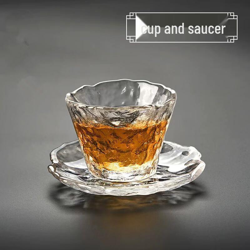 Gilded Floral Glass Gongfu Teacup Set