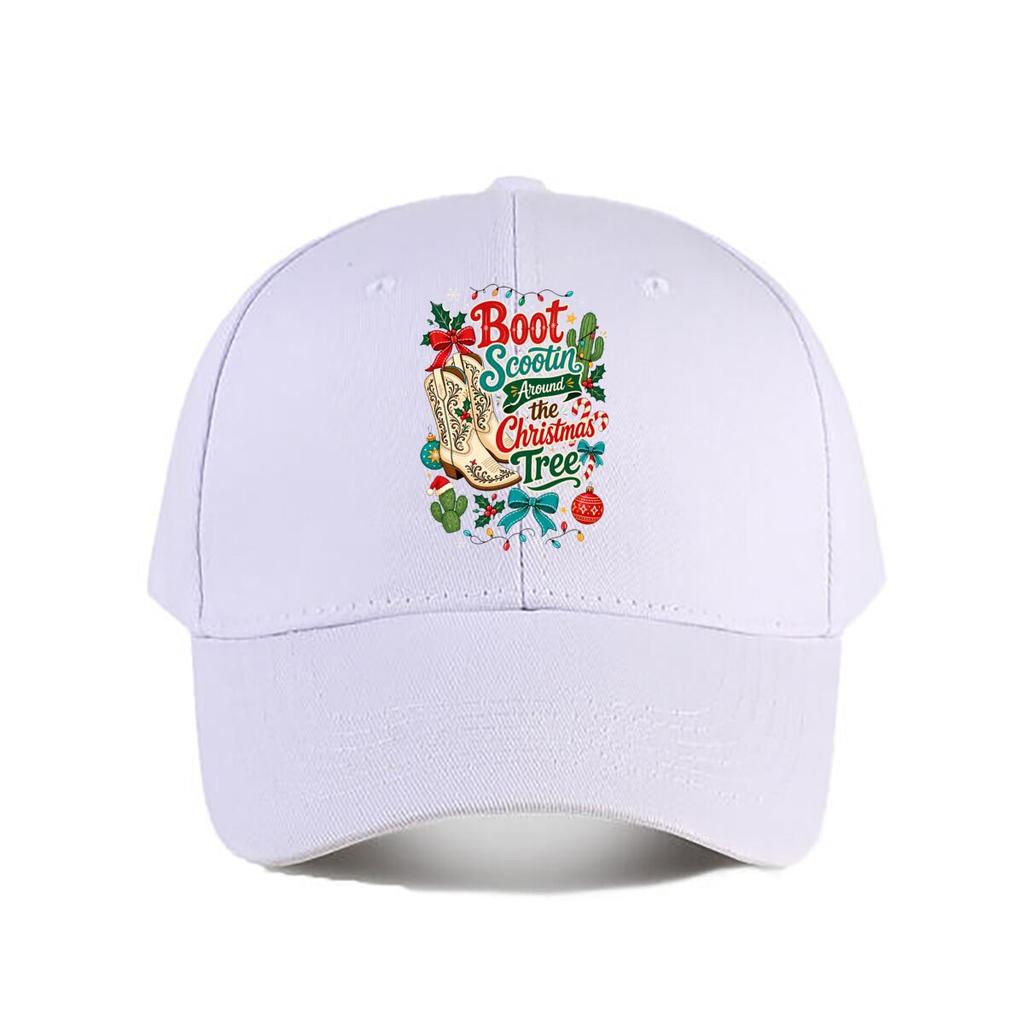 Festive Western Holiday Boots Typogr Baseball Cap Fashion Outdoor Sports Sunhat Unisex Snapback Cap Womens