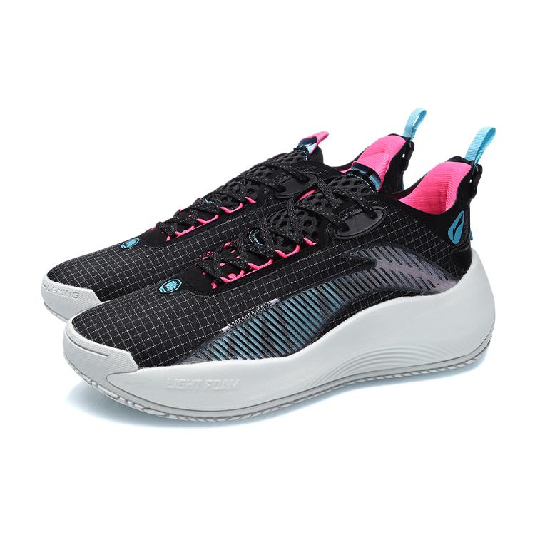 New LINING Badfive 1 Basketball Shoes Unisex Low Top Black/Blue/Pink AGBR001-3