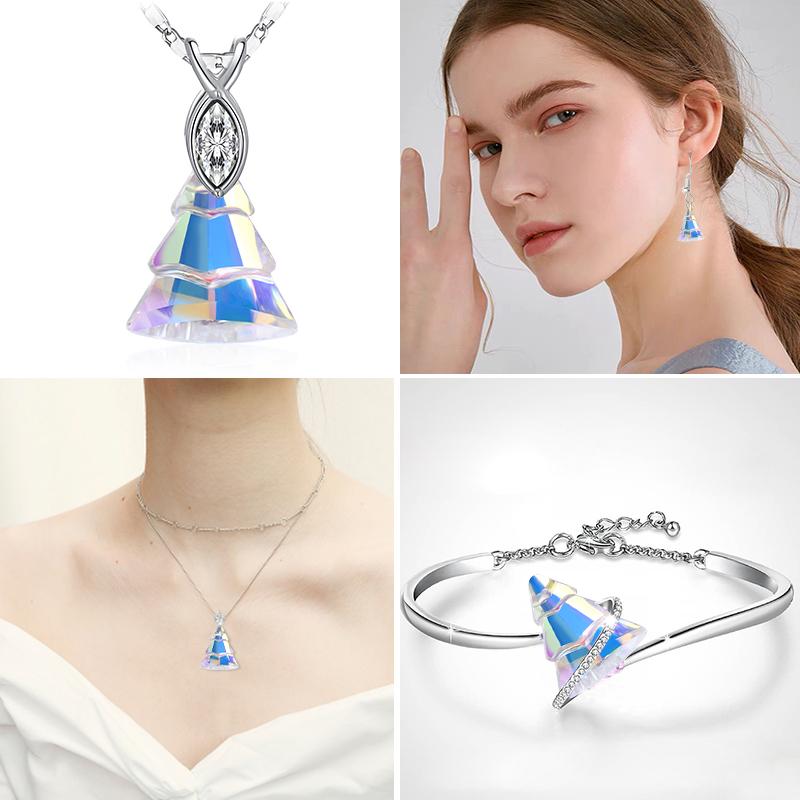 9Pcs Crystal Christmas Tree Pendant Glass Austria Loose Beads Charms Rhinestones for DIY Earring Necklace Craft Jewelry Making