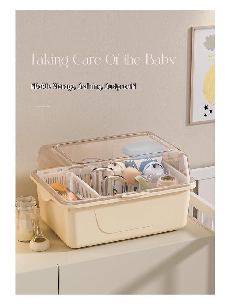 Cutlery & Bottle Drying Rack with Dustproof Lid for Baby Utensils