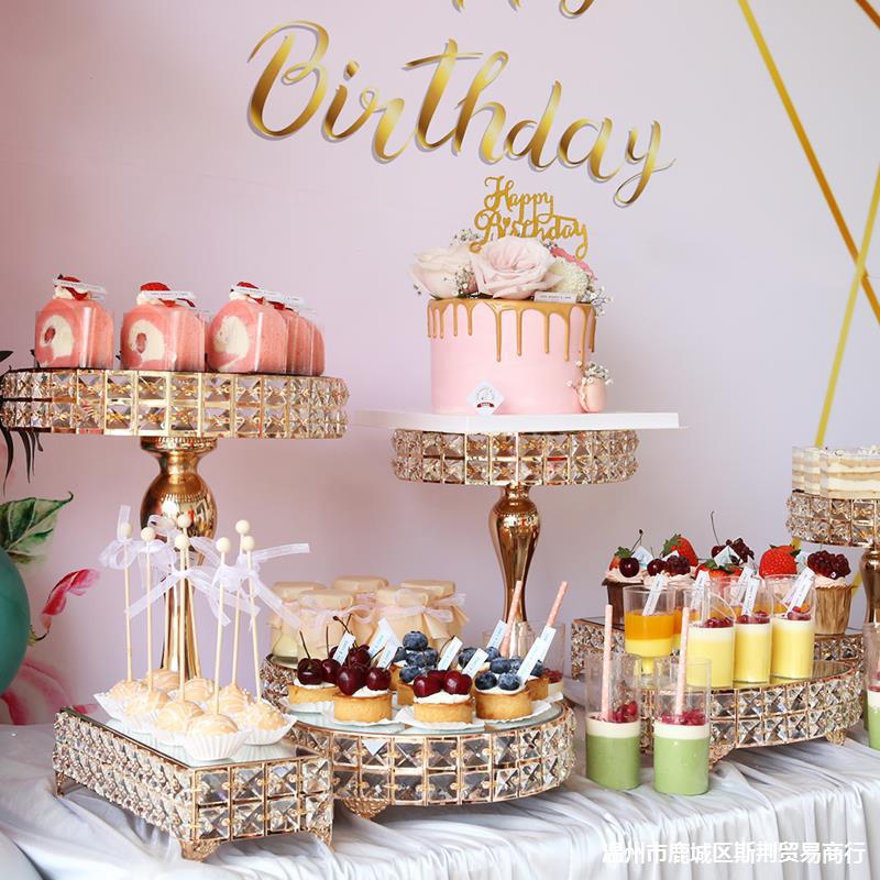 Cake Display Stand Party Party Wedding Snack Fruit Cake Stand Metal Plating  Mirror Tray Ornament