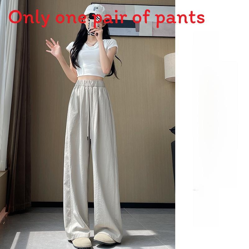 Summer Thin Polyester Wide Leg Pants For Women With Pockets For Casual Wear