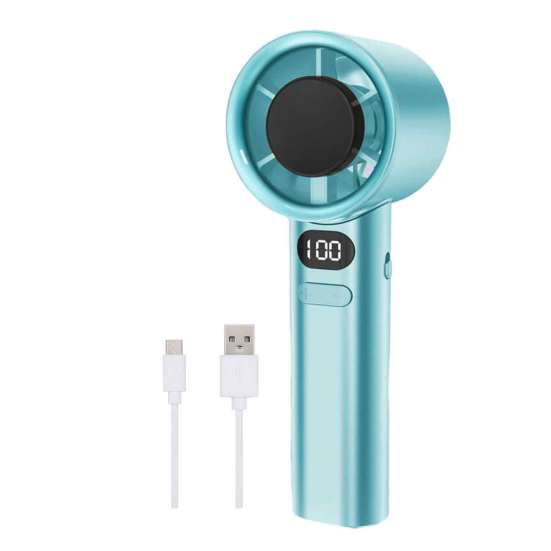 

Ручной вентилятор со 120 скоростями ветра, мощный поток воздуха, цифровой дисплей, низкий уровень шума, компактный портативный персональный охлаждающий вентилятор зелёный