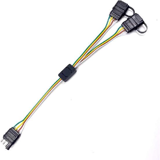 NEWSUN® Universal 4-Way Flat Y-Splitter Plug For Tailgate Light Bars & Trailer Lights,Plug & Play Adapter Extension Harness Wiring Plug 4 Pin
