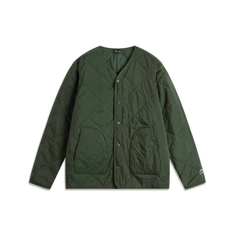

Li Ning Short Men Waterproof Fall and Winter Loose Cotton Coat Kelp Green XL