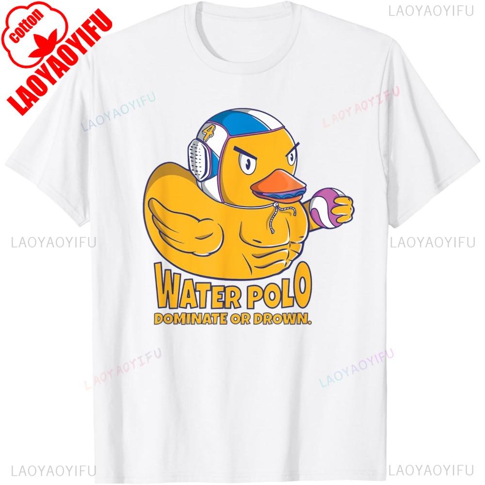 Vattenpolo Gummianka Dominera eller Drunkna på Rolig Vattenpolo T-shirt Bomull Kortärmad Vardagsmode Lös Y2K Herr T-shirt