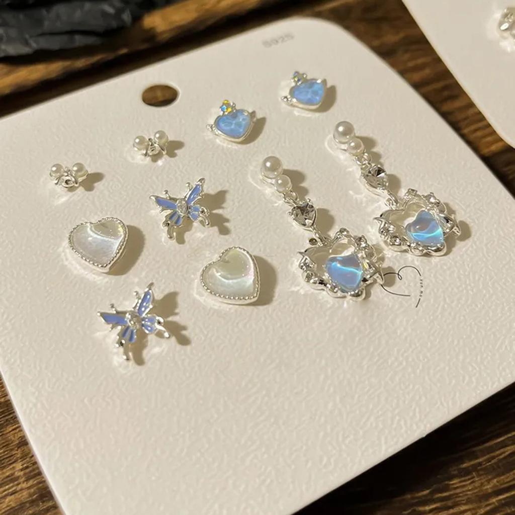 Five-piece Stud Earring Set, Elegant Women's Earrings With Butterfly And Heart Pendant Jewelry Set