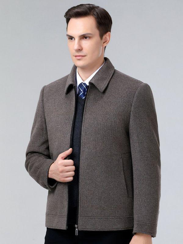 Men's Double-Sided Cashmere Jacket: Autumn/Winter Business Casual Wool Coat for Middle-Aged Dads