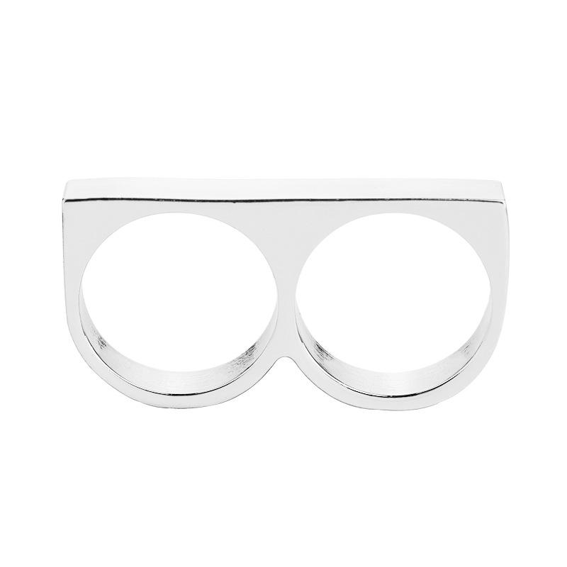 Hip Hop Punk Stainless Steel Brass Knuckles Ring for Women/Men Two Fingers Personality Fashion Jewelry
