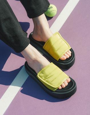 Salt And Chocolate Fabric Velcro Platform Slippers 412423004 (4Cm/3Colors)
