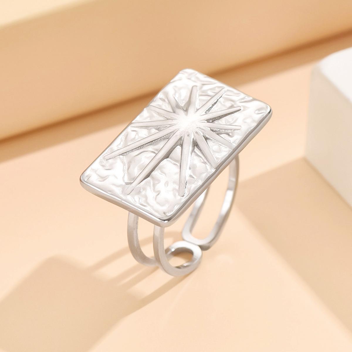 European-American Geometric Starlight Open Ring: Women s 304 Stainless Steel Titanium Jewelry