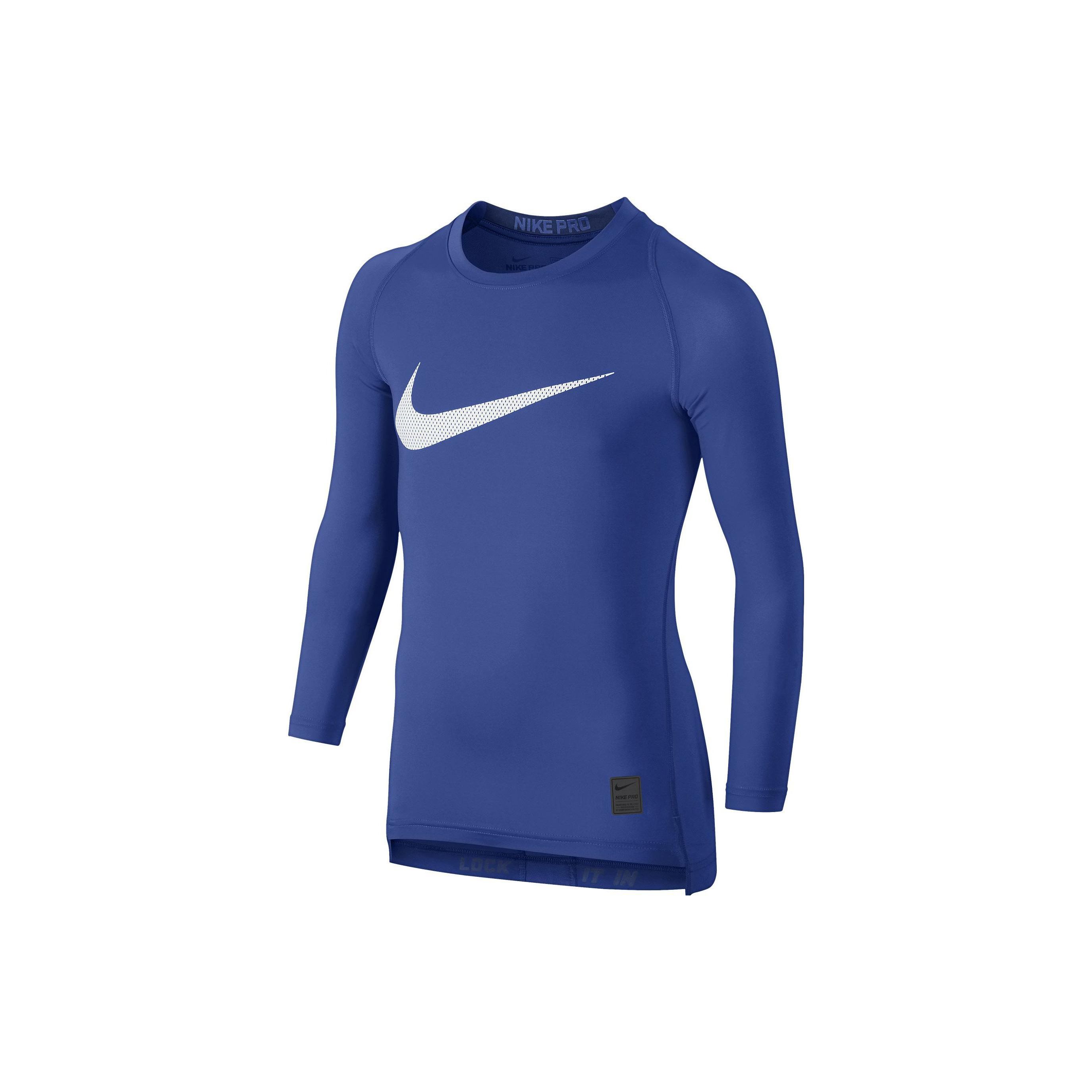 

Nike Cool Hbr Comp Ls Youth Solid Logo Crew Neck Casual Long Sleeve T-Shirt Men Tops Blue 726460-480 M