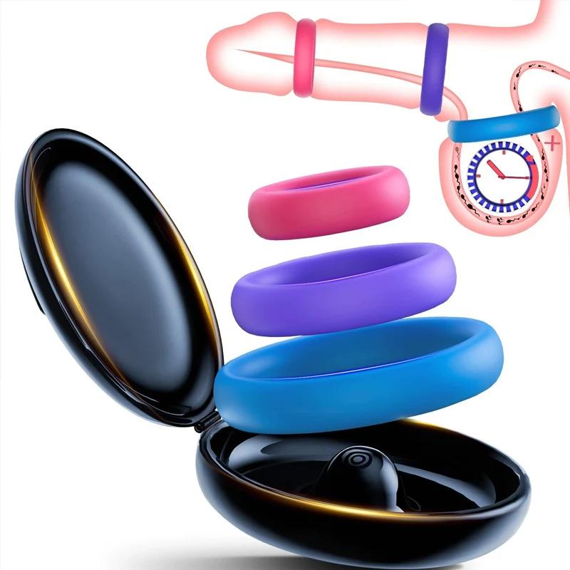 3Pcs Penis Ring Set for Men Enhanced Erection Delayed Ejaculation Cock Trainer Semen Lock Reusable Adult Sex Toys for Male