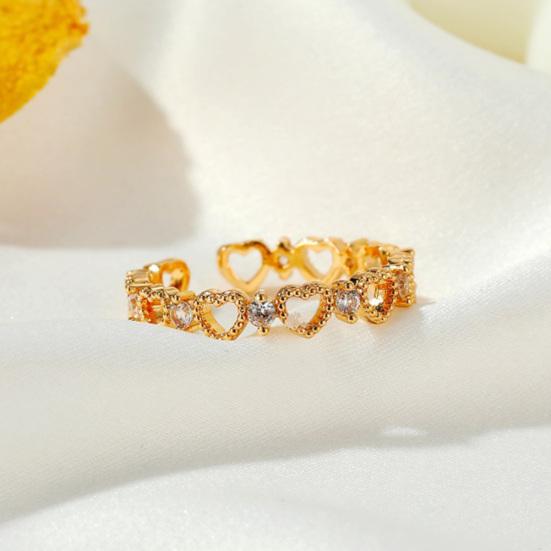 Women Fashion Hollow Out Love-Hearted Design Opening Ring Jewelry Accessory